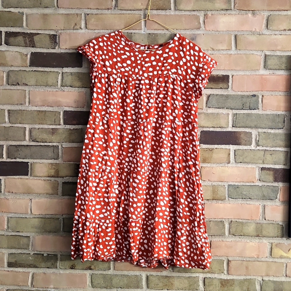 Amazon Fashion Tiered Dress, S, Orange and White